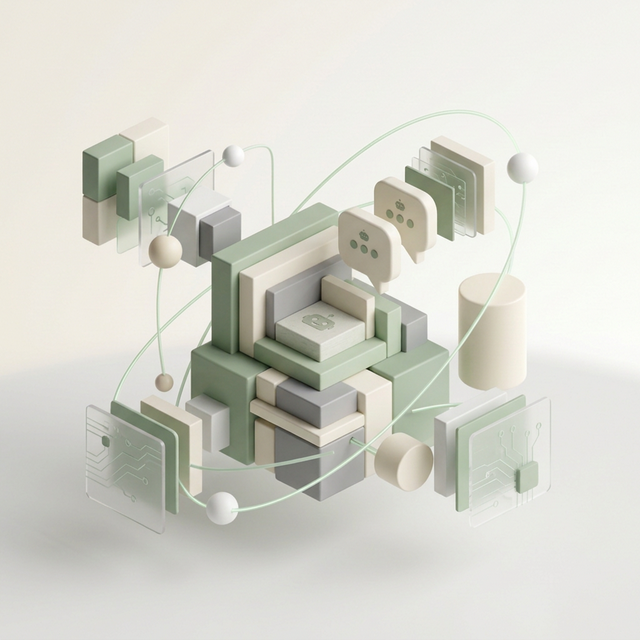 Abstract geometric design representing scalable AI operations